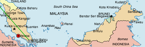 Malaysia, Singapore and Brunei map