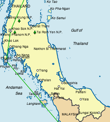 Southern Thailand map